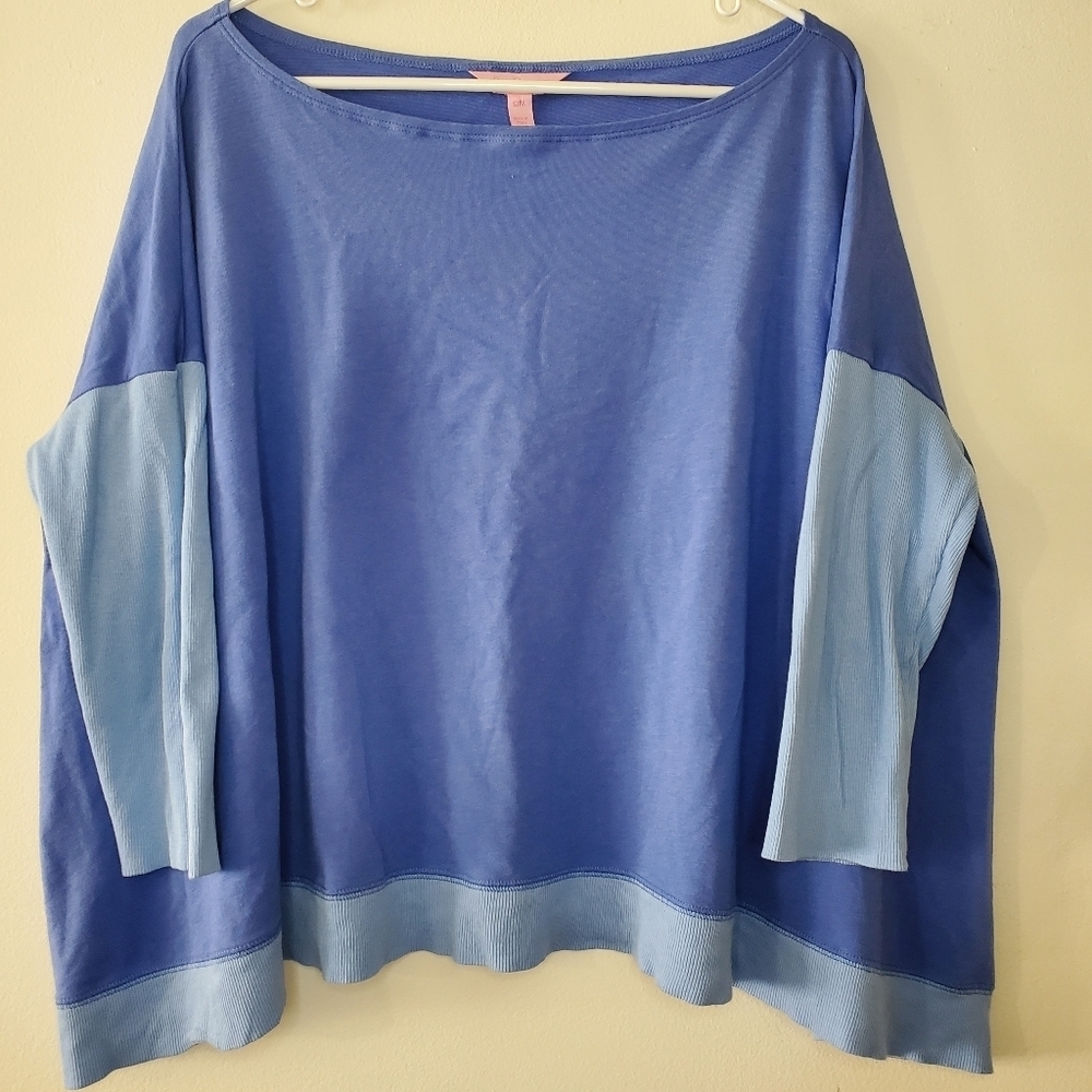 Lilly Pulitzer Two Toned Boxy Oversized Top Size Small/Medium Lagenlook Flowy - Picture 2 of 15
